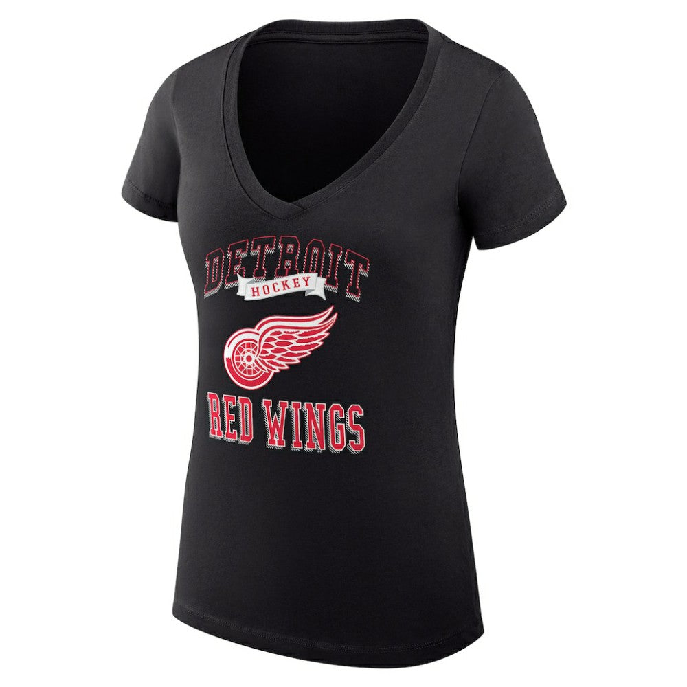 Detroit Red Wings G-III 4Her by Carl Banks Women's Super-Slim Fit Lightweight Team Logo Graphic V-Neck T-Shirt Black