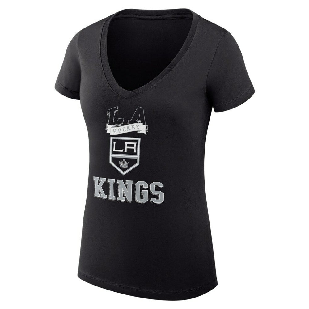 Los Angeles Kings G-III 4Her by Carl Banks Women's Super-Slim Fit Lightweight Team Logo Graphic V-Neck T-Shirt Black