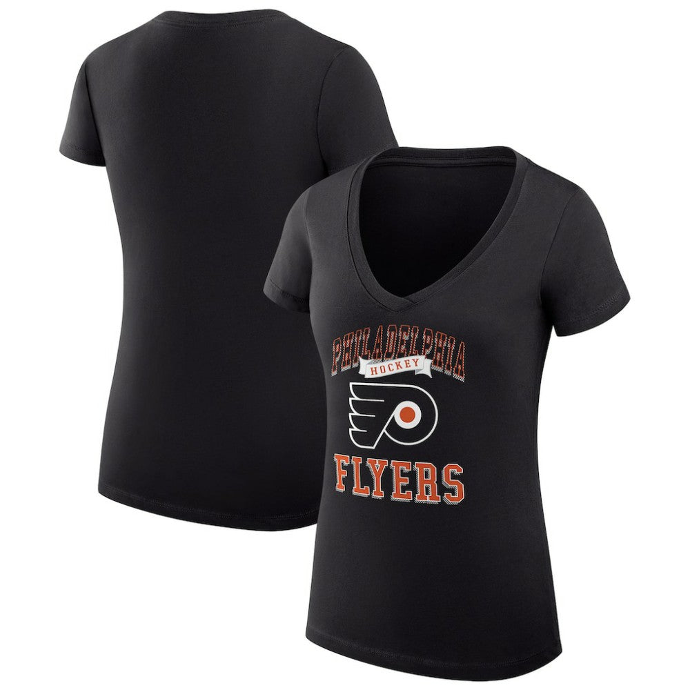 Philadelphia Flyers G-III 4Her by Carl Banks Women's Super-Slim Fit Lightweight Team Logo Graphic V-Neck T-Shirt Black