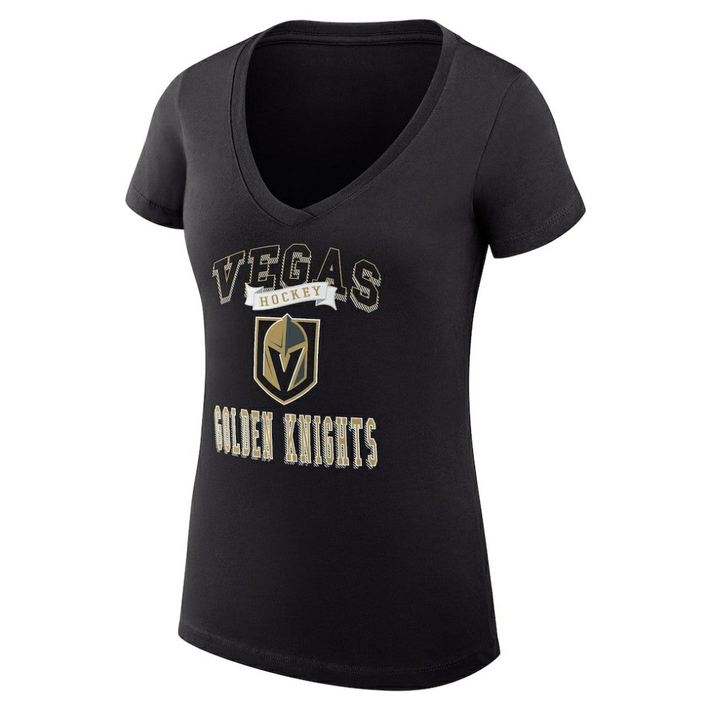 Vegas Golden Knights G-III 4Her by Carl Banks Women's Super-Slim Fit Lightweight Team Logo Graphic V-Neck T-Shirt Black