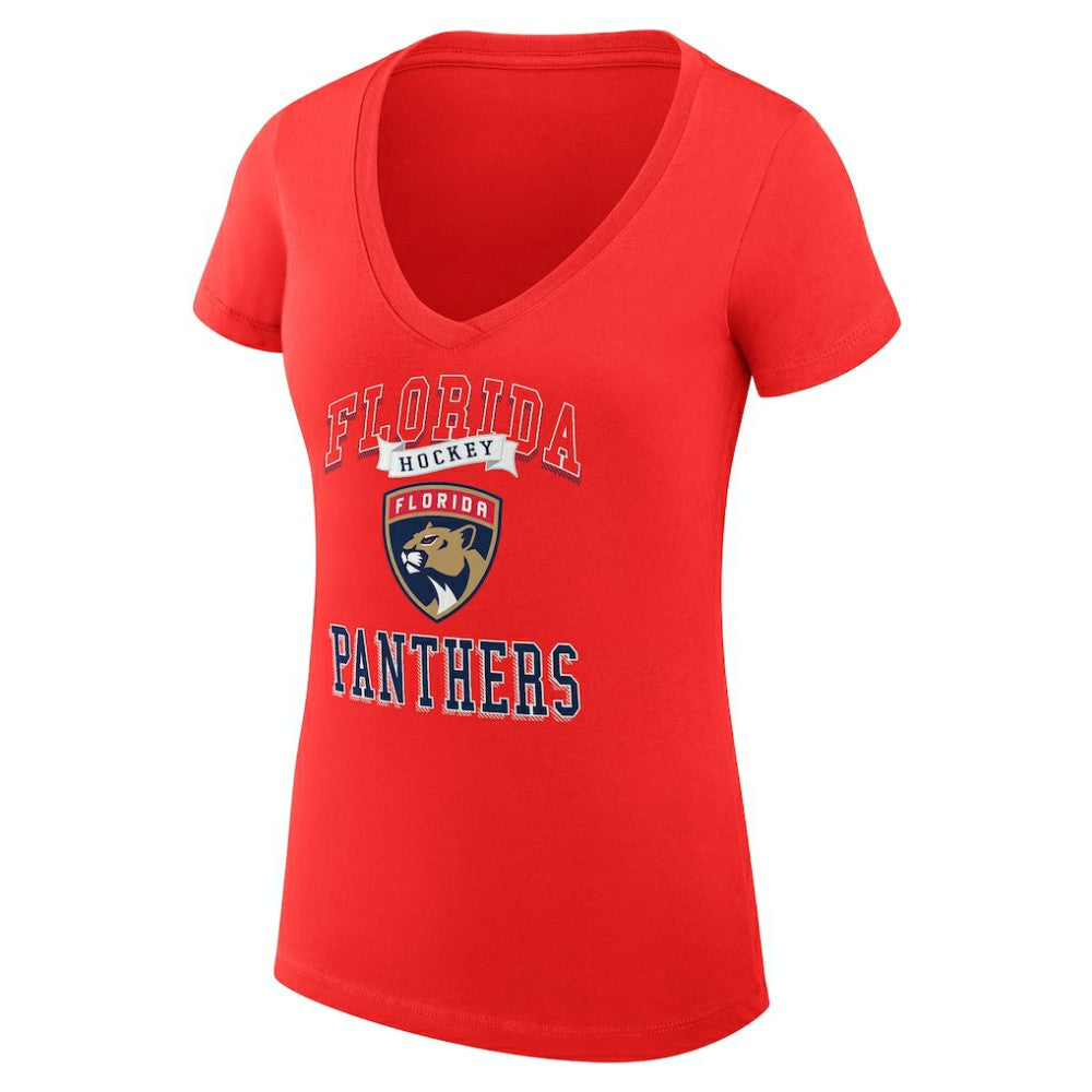 Florida Panthers G-III 4Her by Carl Banks Women's Super-Slim Fit Lightweight Team Logo Graphic V-Neck T-Shirt Red