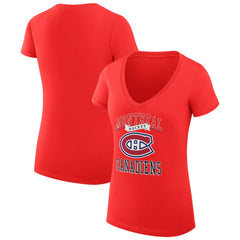 Montreal Canadiens G-III 4Her by Carl Banks Women's Super-Slim Fit Lightweight Team Logo Graphic V-Neck T-Shirt Red