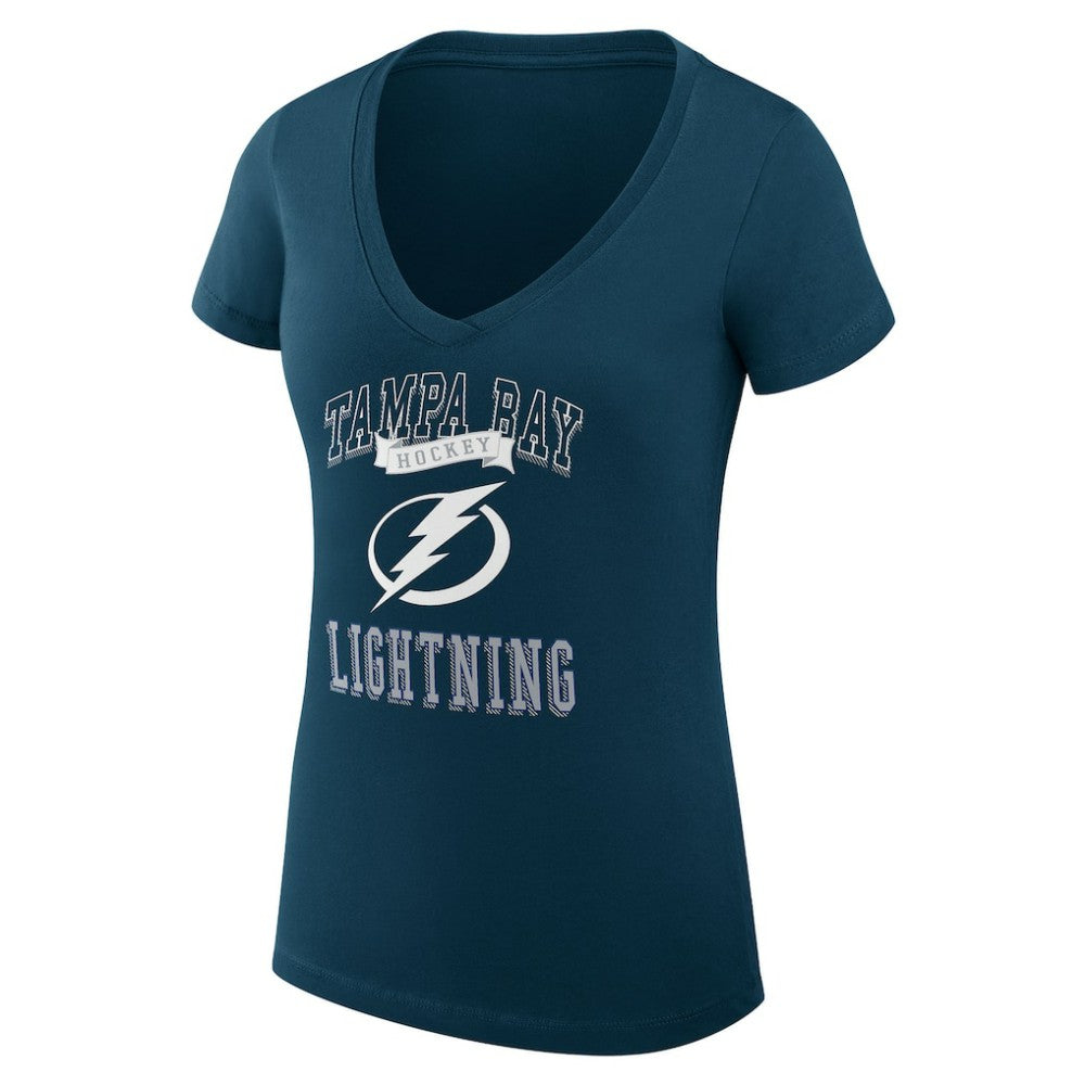 Tampa Bay Lightning G-III 4Her by Carl Banks Women's Super-Slim Fit Lightweight Team Logo Graphic V-Neck T-Shirt Navy