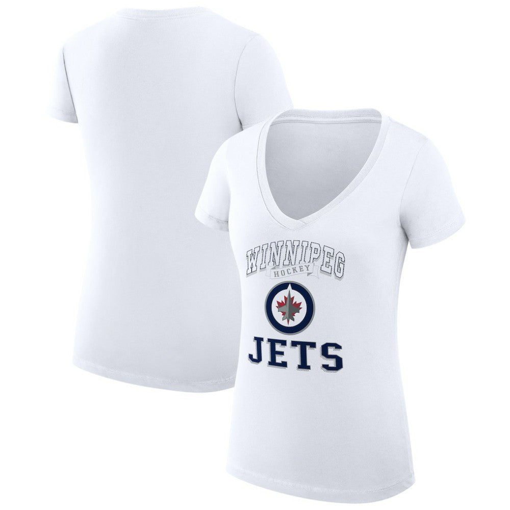 Winnipeg Jets G-III 4Her by Carl Banks Women's Super-Slim Fit Lightweight Team Logo Graphic V-Neck T-Shirt White