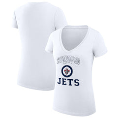 Winnipeg Jets G-III 4Her by Carl Banks Women's Super-Slim Fit Lightweight Team Logo Graphic V-Neck T-Shirt White