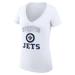 Winnipeg Jets G-III 4Her by Carl Banks Women's Super-Slim Fit Lightweight Team Logo Graphic V-Neck T-Shirt White