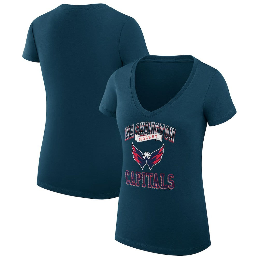 Washington Capitals G-III 4Her by Carl Banks Women's Super-Slim Fit Lightweight Team Logo Graphic V-Neck T-Shirt Navy