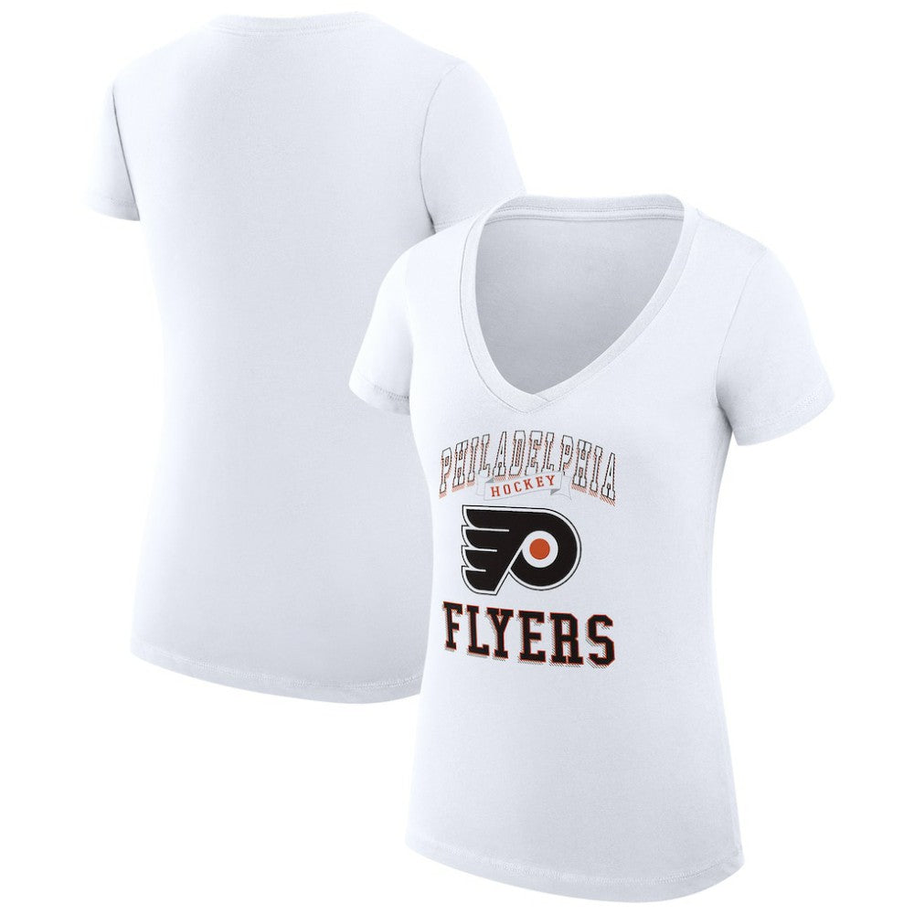 Philadelphia Flyers G-III 4Her by Carl Banks Women's Super-Slim Fit Lightweight Team Logo Graphic V-Neck T-Shirt White