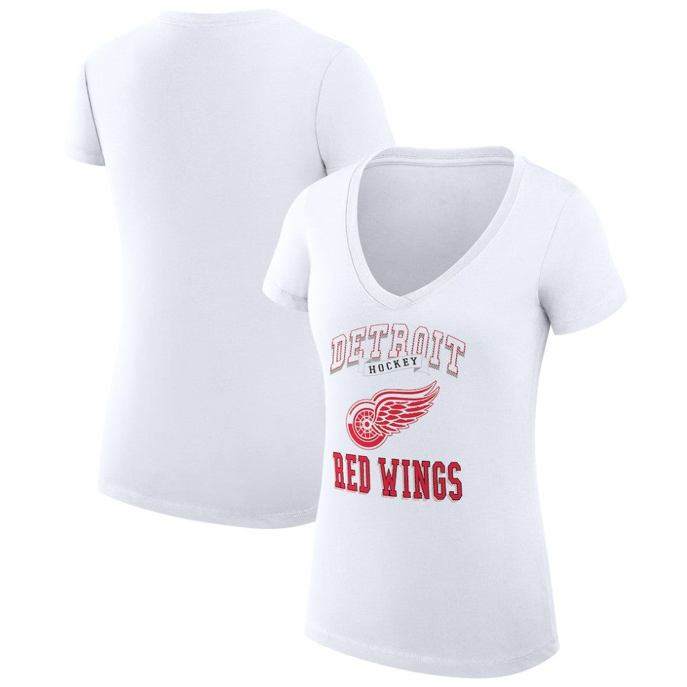 Detroit Red Wings G-III 4Her by Carl Banks Women's Super-Slim Fit Lightweight Team Logo Graphic V-Neck T-Shirt White