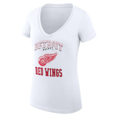 Detroit Red Wings G-III 4Her by Carl Banks Women's Super-Slim Fit Lightweight Team Logo Graphic V-Neck T-Shirt White