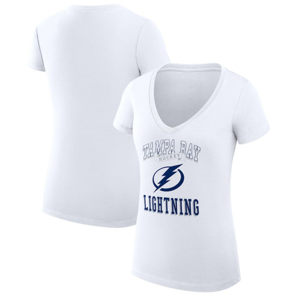 Tampa Bay Lightning G-III 4Her by Carl Banks Women's Super-Slim Fit Lightweight Team Logo Graphic V-Neck T-Shirt White