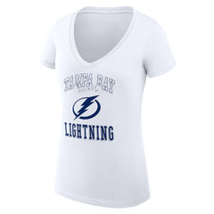 Tampa Bay Lightning G-III 4Her by Carl Banks Women's Super-Slim Fit Lightweight Team Logo Graphic V-Neck T-Shirt White