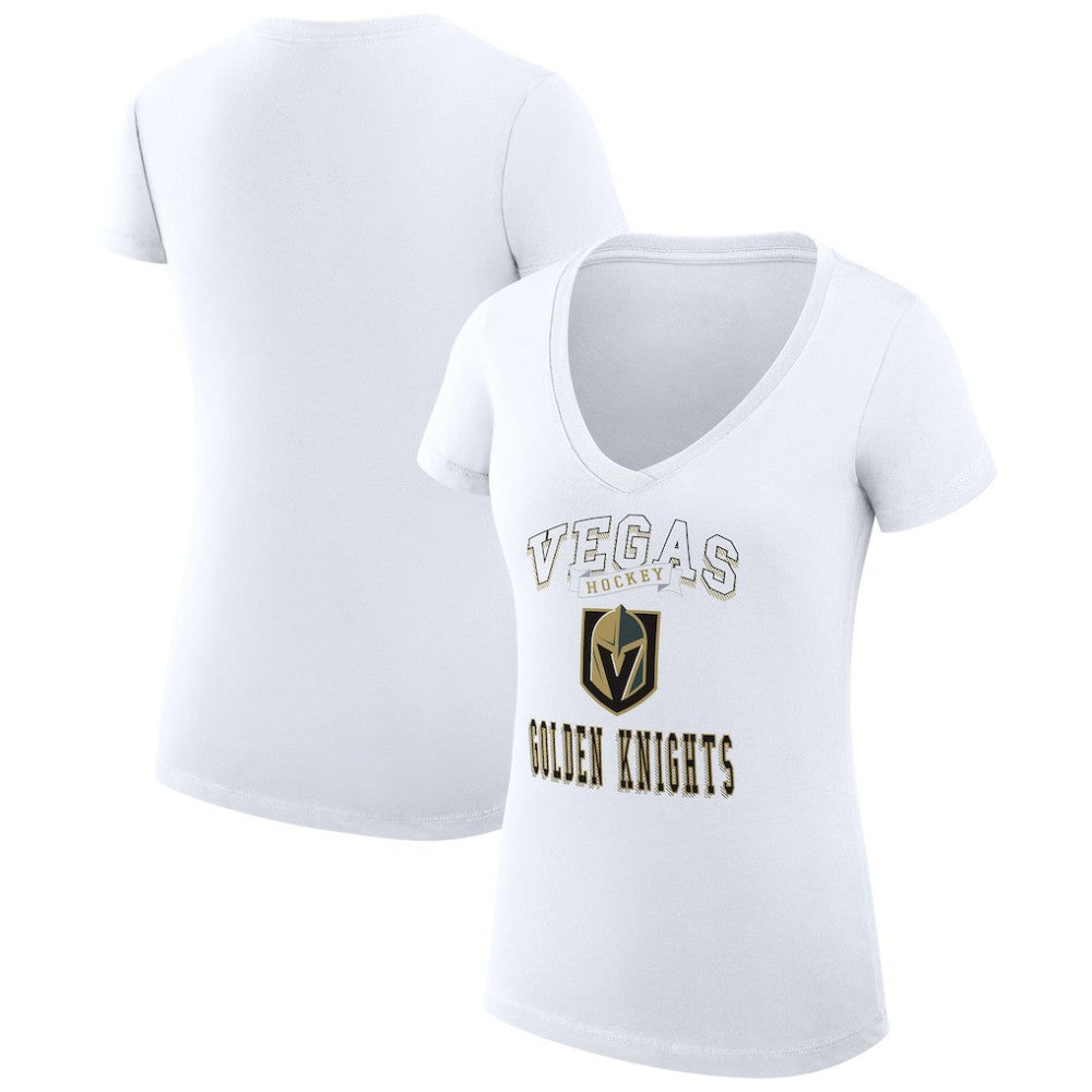 Vegas Golden Knights G-III 4Her by Carl Banks Women's Super-Slim Fit Lightweight Team Logo Graphic V-Neck T-Shirt White