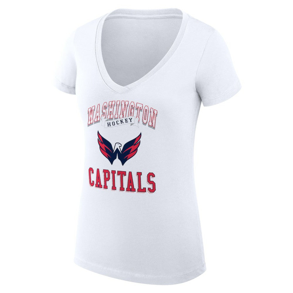 Washington Capitals G-III 4Her by Carl Banks Women's Super-Slim Fit Lightweight Team Logo Graphic V-Neck T-Shirt White