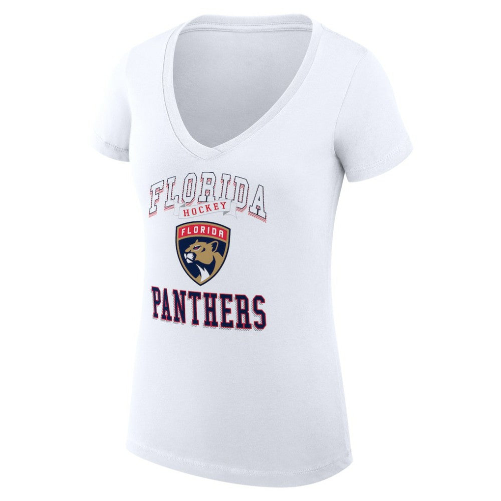 Florida Panthers G-III 4Her by Carl Banks Women's Super-Slim Fit Lightweight Team Logo Graphic V-Neck T-Shirt White