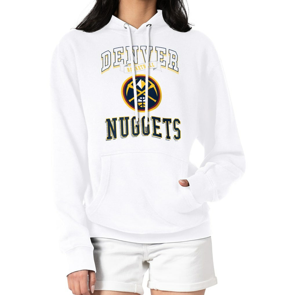 Denver Nuggets G-III 4Her by Carl Banks Women's Graphic Fleece Pullover Hoodie sale - White for sale