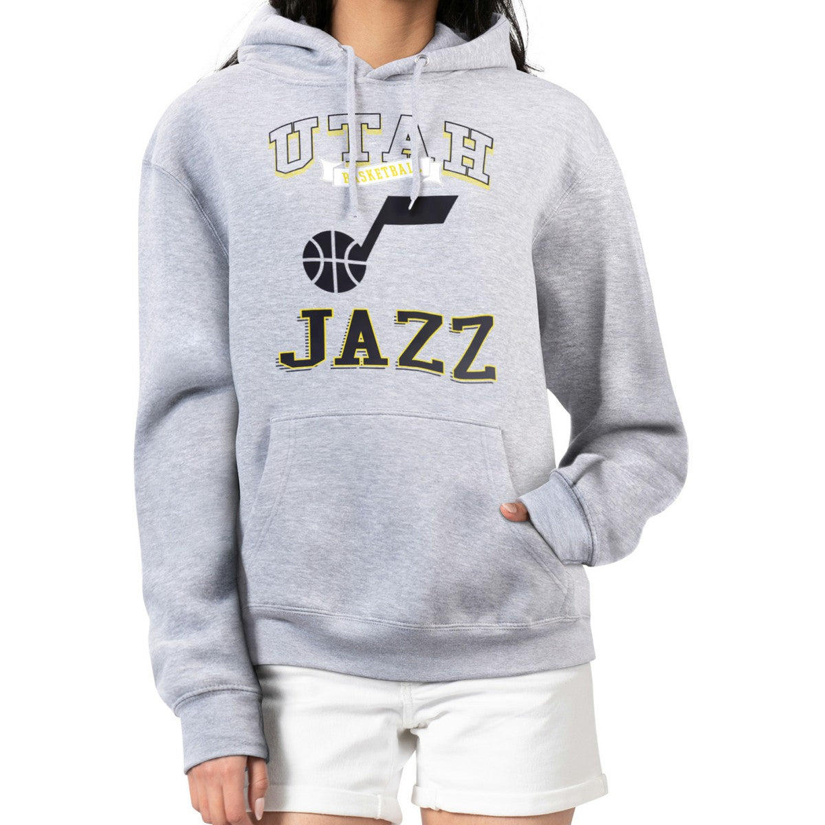 Utah Jazz G-III 4Her by Carl Banks Women's Graphic Fleece Pullover Hoodie - Heather Gray for sale
