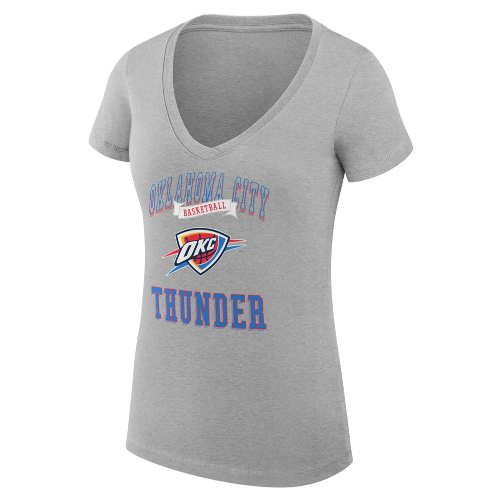 Oklahoma City Thunder G-III 4Her by Carl Banks Women's Super-Slim Fit Lightweight Team Logo V-Neck T-Shirt - Heather Gray for sale