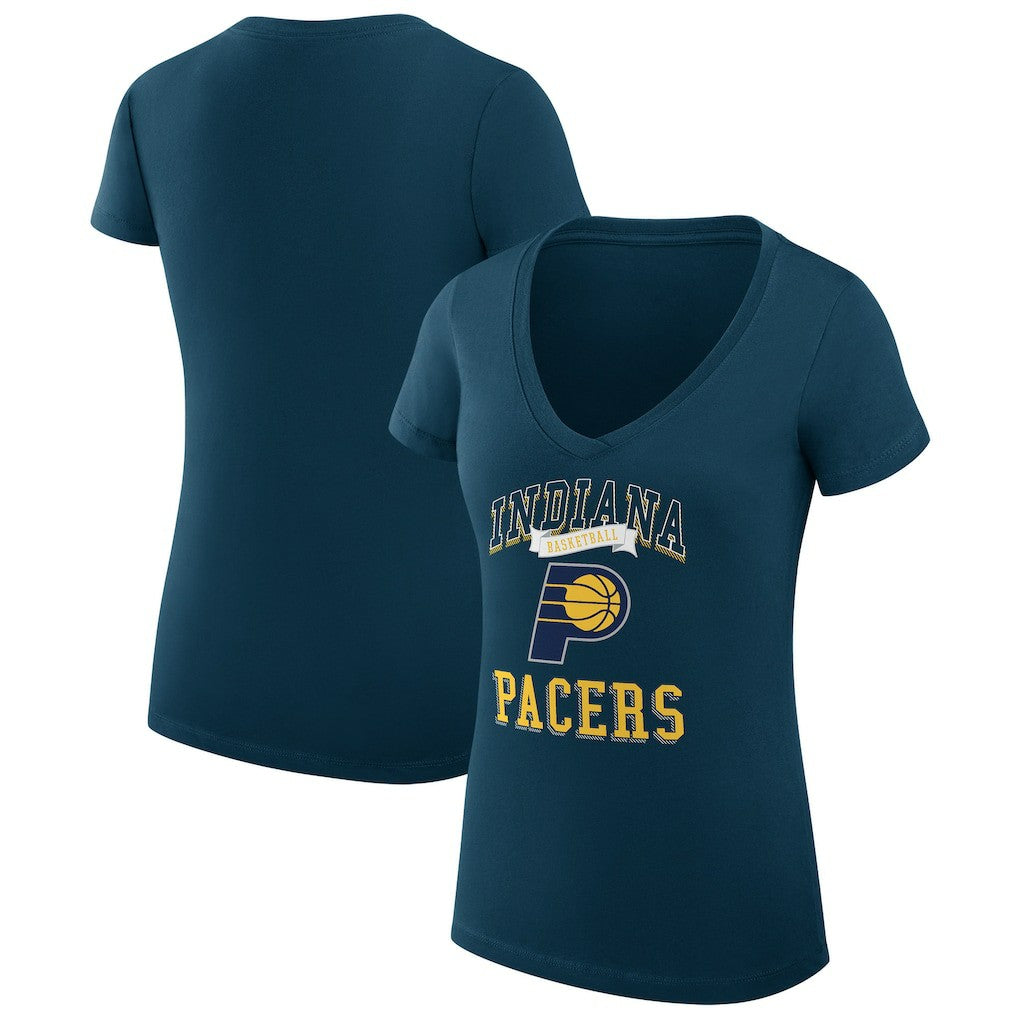Indiana Pacers G-III 4Her by Carl Banks Women's Super-Slim Fit Lightweight Team Logo V-Neck T-Shirt - Navy discount