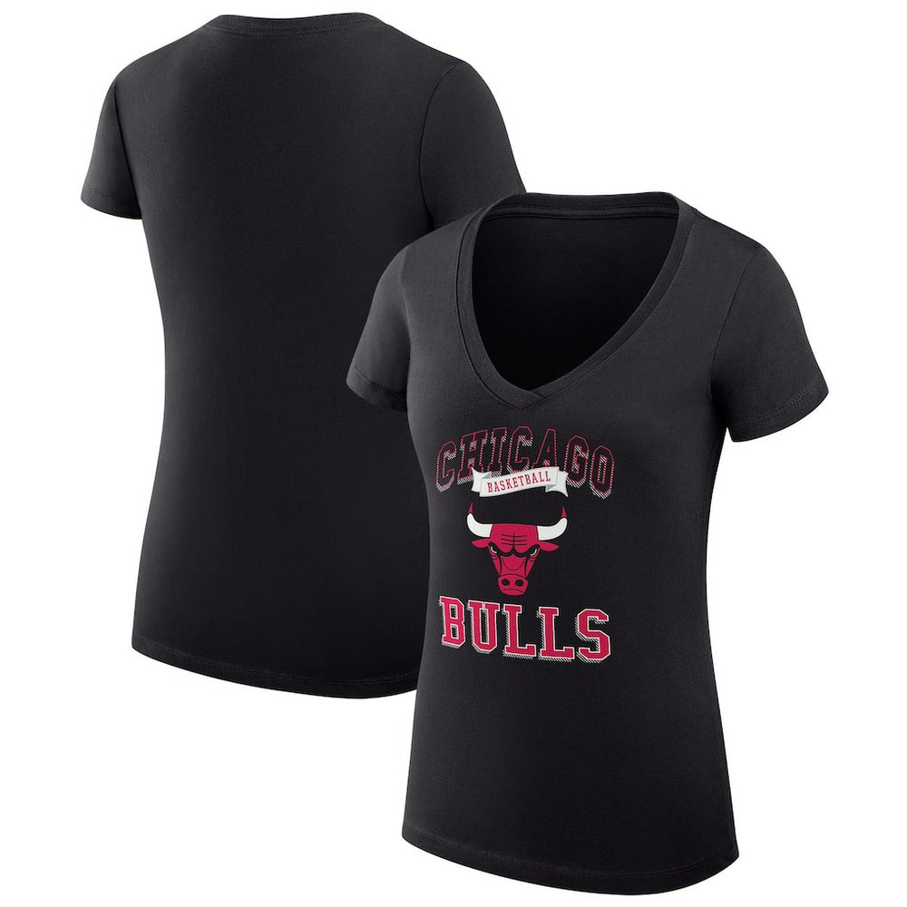 Chicago Bulls G-III 4Her by Carl Banks Women's Super-Slim Fit Lightweight Team Logo V-Neck T-Shirt sale - Black discount