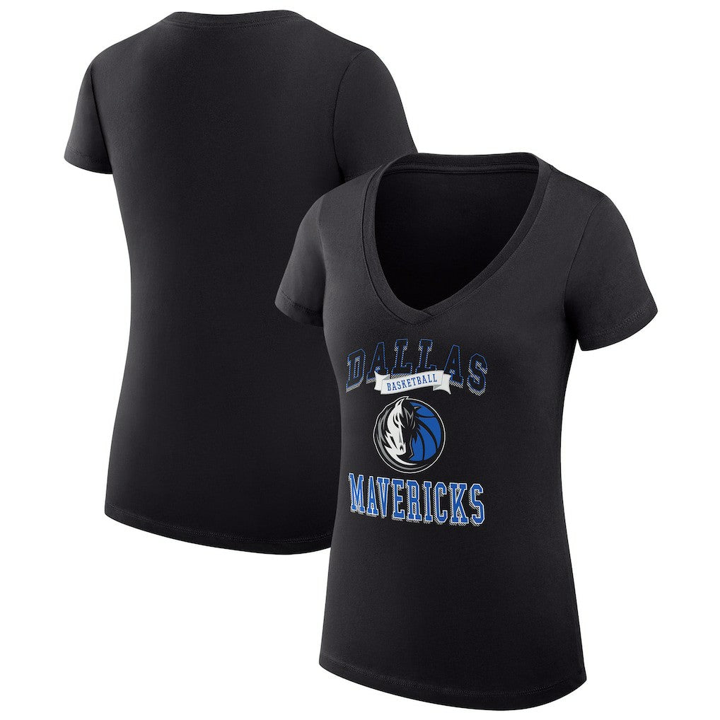 Dallas Mavericks G-III 4Her by Carl Banks Women's Super-Slim Fit Lightweight Team Logo V-Neck T-Shirt sale - Black sale