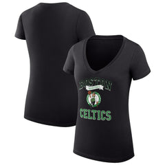 Boston Celtics G-III 4Her by Carl Banks Women's Super-Slim Fit Lightweight Team Logo V-Neck T-Shirt - Black on sale