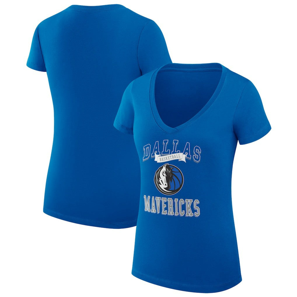 Dallas Mavericks G-III 4Her by Carl Banks Women's Super-Slim Fit Lightweight Team Logo V-Neck T-Shirt sale - Blue shop