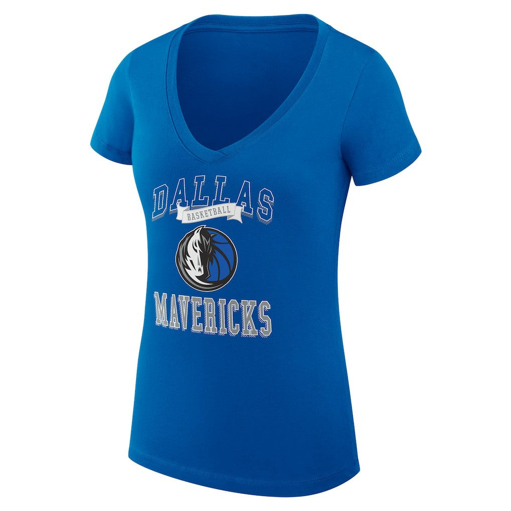 Dallas Mavericks G-III 4Her by Carl Banks Women's Super-Slim Fit Lightweight Team Logo V-Neck T-Shirt sale - Blue shop