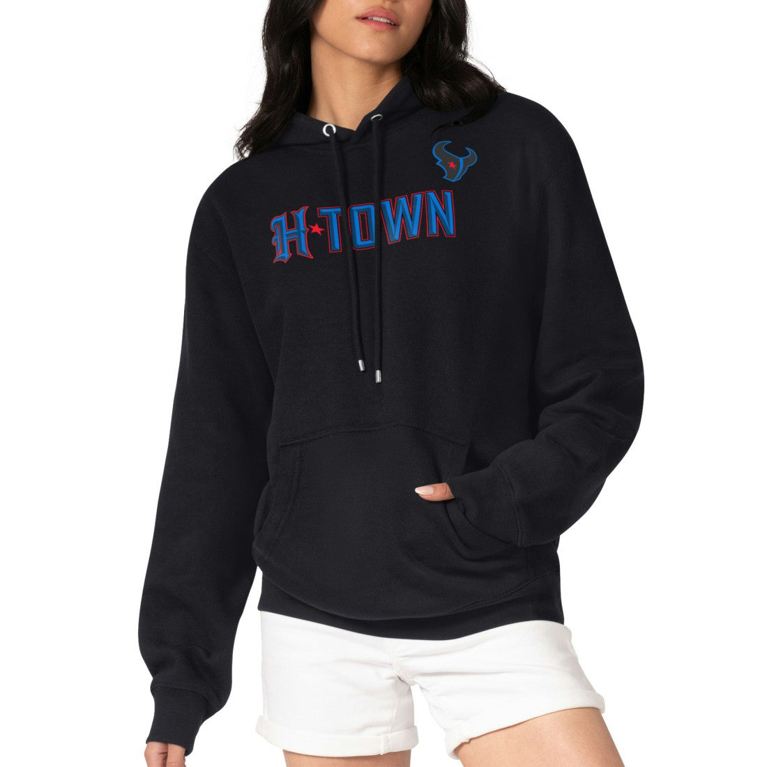 Houston Texans G-III 4Her by Carl Banks Women's H-Town Fleece Pullover Hoodie - Black on sale