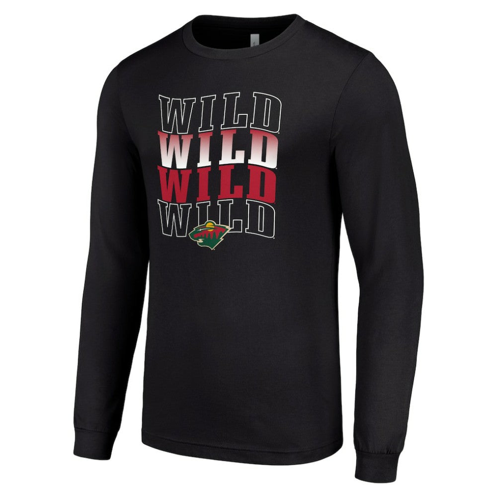 Minnesota Wild Starter Four Team Name Logo Long Sleeve Graphic T-Shirt Black