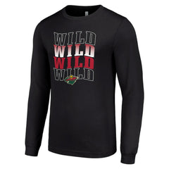 Minnesota Wild Starter Four Team Name Logo Long Sleeve Graphic T-Shirt Black