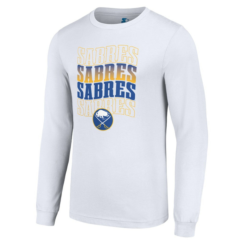 Buffalo Sabres Starter Four Team Name Logo Long Sleeve Graphic T-Shirt White