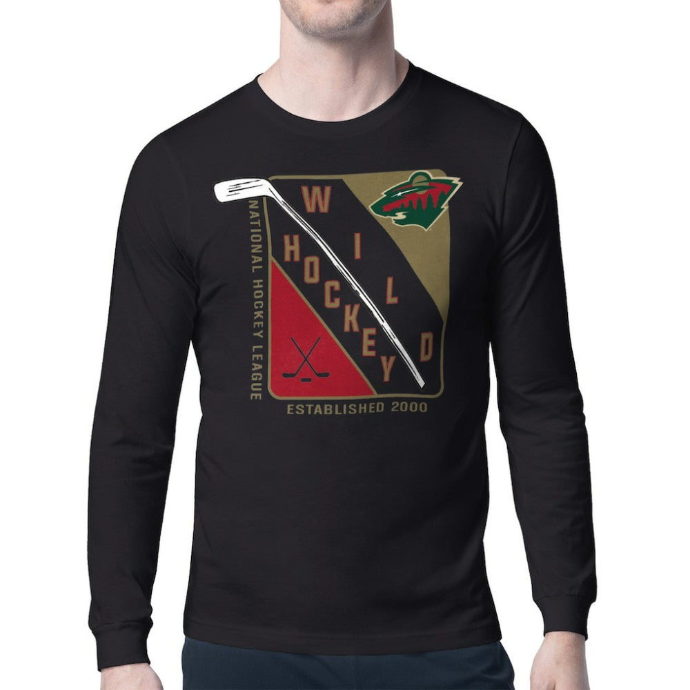 Minnesota Wild Starter Shield Long Sleeve Graphic T-Shirt Black