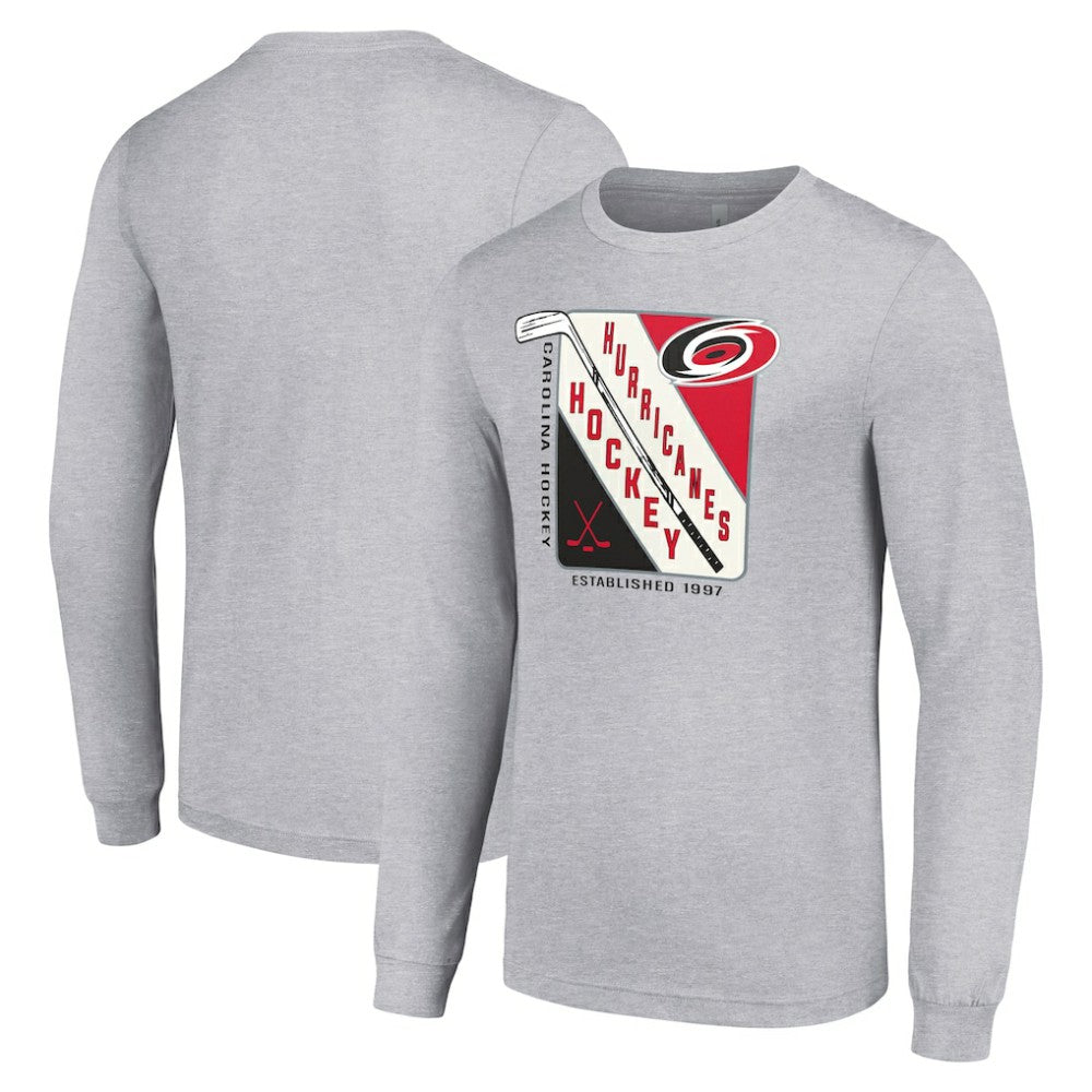 Carolina Hurricanes Starter Shield Long Sleeve Graphic T-Shirt Heather Gray
