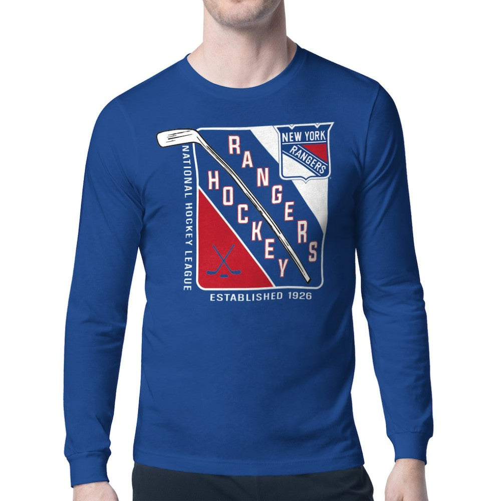 New York Rangers Starter Shield Long Sleeve Graphic T-Shirt Blue