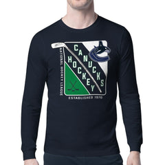 Vancouver Canucks Starter Shield Long Sleeve Graphic T-Shirt Navy