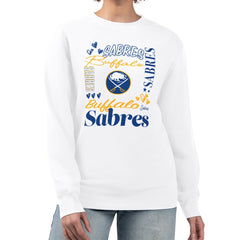 Buffalo Sabres G-III 4Her by Carl Banks Women's Collage Graphic Fleece Long Sleeve Pullover Sweatshirt White