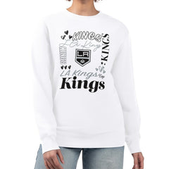 Los Angeles Kings G-III 4Her by Carl Banks Women's Collage Graphic Fleece Long Sleeve Pullover Sweatshirt White