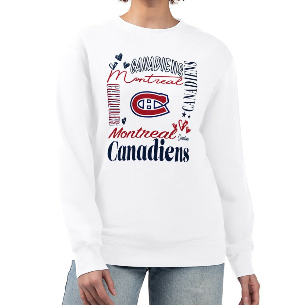 Montreal Canadiens G-III 4Her by Carl Banks Women's Collage Graphic Fleece Long Sleeve Pullover Sweatshirt White