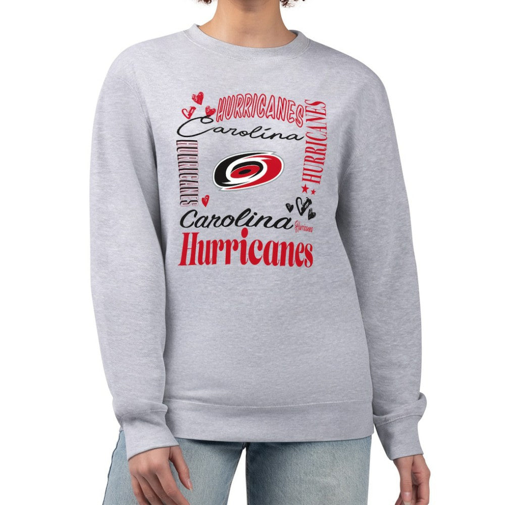 Carolina Hurricanes G-III 4Her by Carl Banks Women's Collage Graphic Fleece Long Sleeve Pullover Sweatshirt Heather Gray