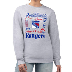 New York Rangers G-III 4Her by Carl Banks Women's Collage Graphic Fleece Long Sleeve Pullover Sweatshirt Heather Gray