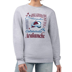 Colorado Avalanche G-III 4Her by Carl Banks Women's Collage Graphic Fleece Long Sleeve Pullover Sweatshirt Heather Gray