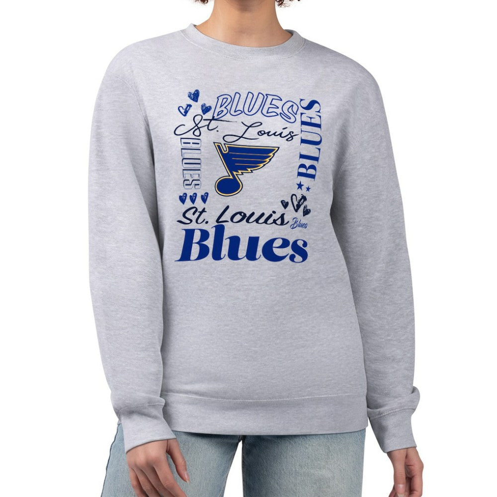 St. Louis Blues G-III 4Her by Carl Banks Women's Collage Graphic Fleece Long Sleeve Pullover Sweatshirt Heather Gray