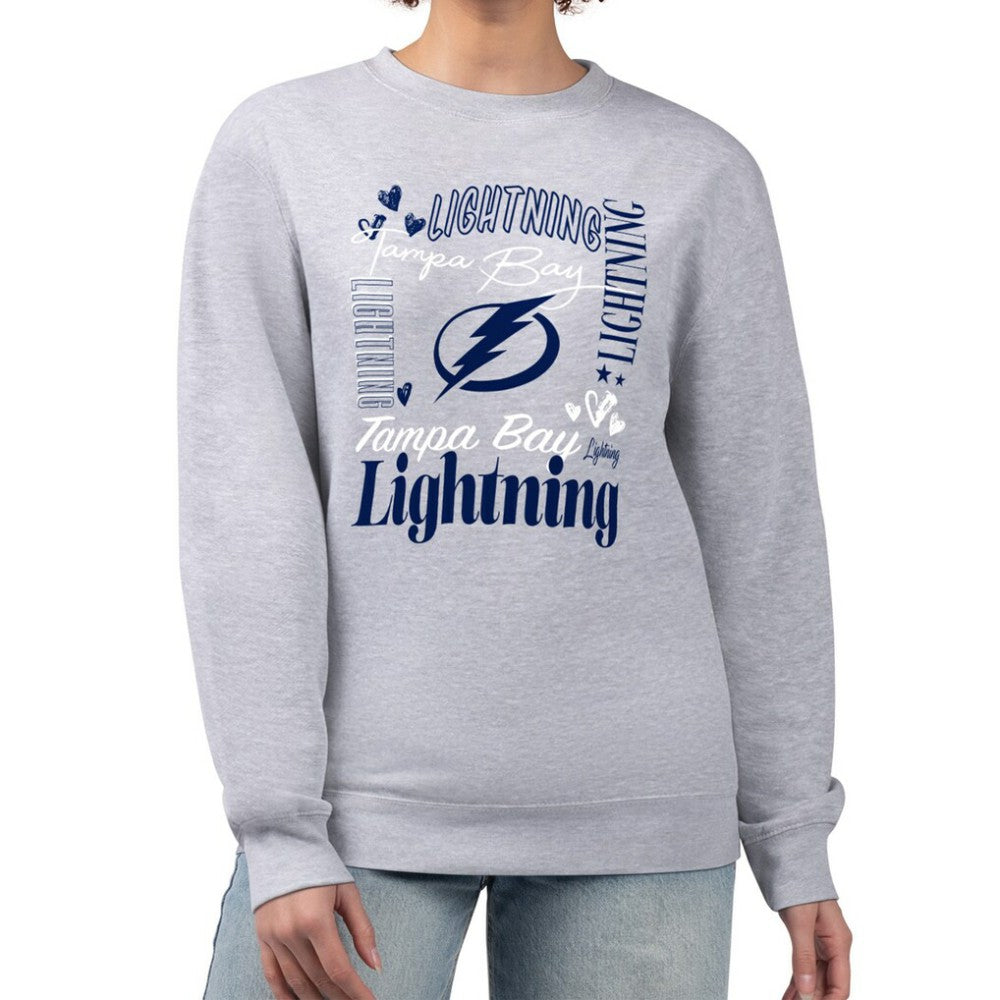 Tampa Bay Lightning G-III 4Her by Carl Banks Women's Collage Graphic Fleece Long Sleeve Pullover Sweatshirt Heather Gray