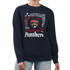 Florida Panthers G-III 4Her by Carl Banks Women's Collage Graphic Fleece Long Sleeve Pullover Sweatshirt Navy