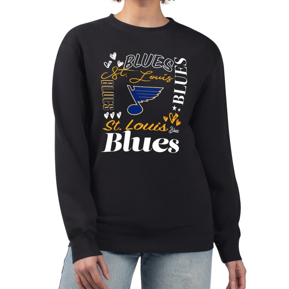 St. Louis Blues G-III 4Her by Carl Banks Women's Collage Graphic Fleece Long Sleeve Pullover Sweatshirt Black