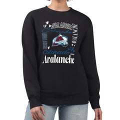 Colorado Avalanche G-III 4Her by Carl Banks Women's Collage Graphic Fleece Long Sleeve Pullover Sweatshirt Black