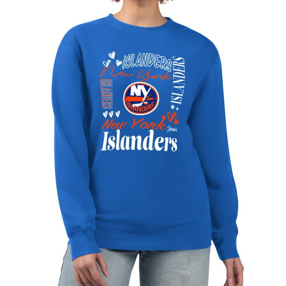 New York Islanders G-III 4Her by Carl Banks Women's Collage Graphic Fleece Long Sleeve Pullover Sweatshirt Royal