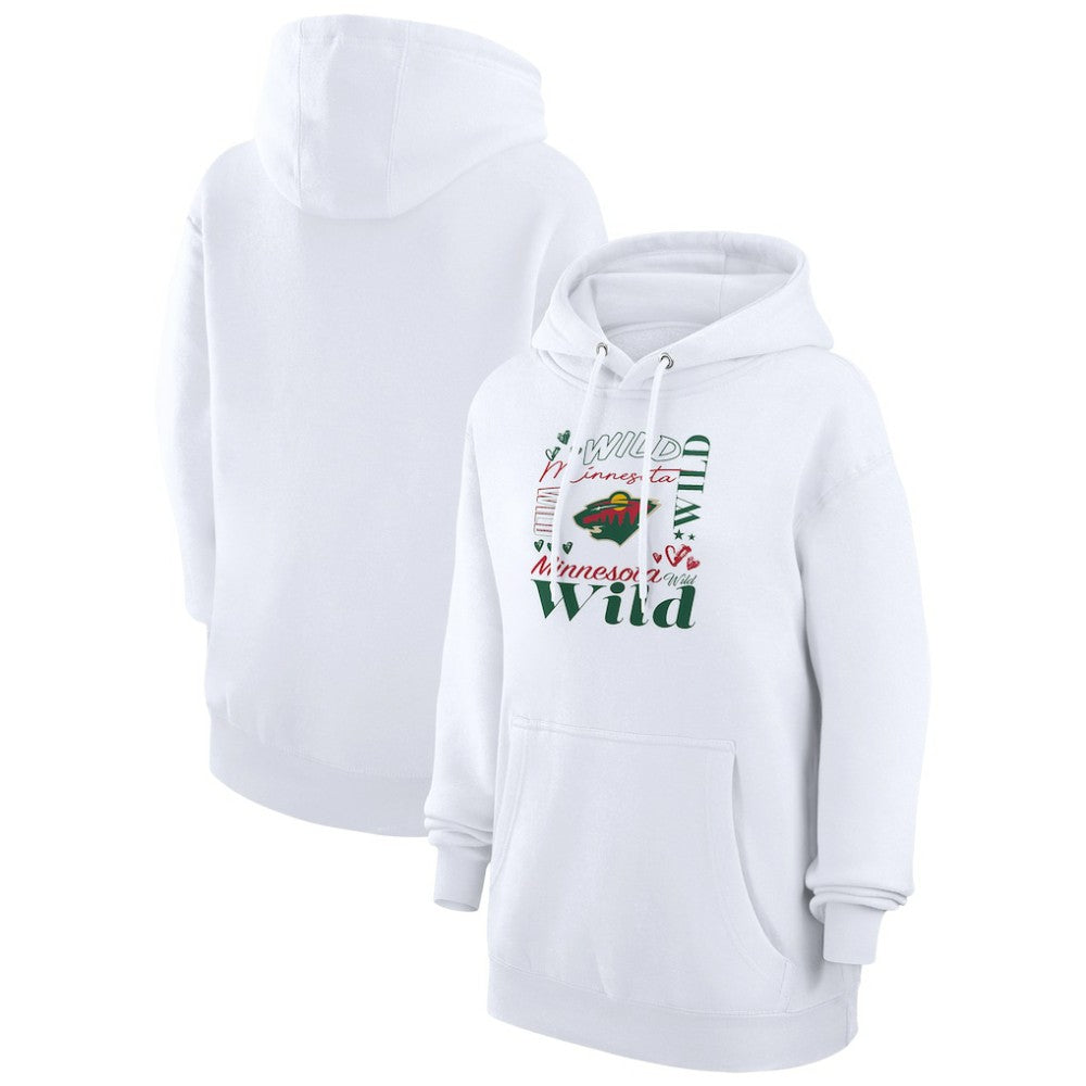 Minnesota Wild G-III 4Her by Carl Banks Women's Collage Team Graphic Tri-Blend Fleece Pullover Hoodie White