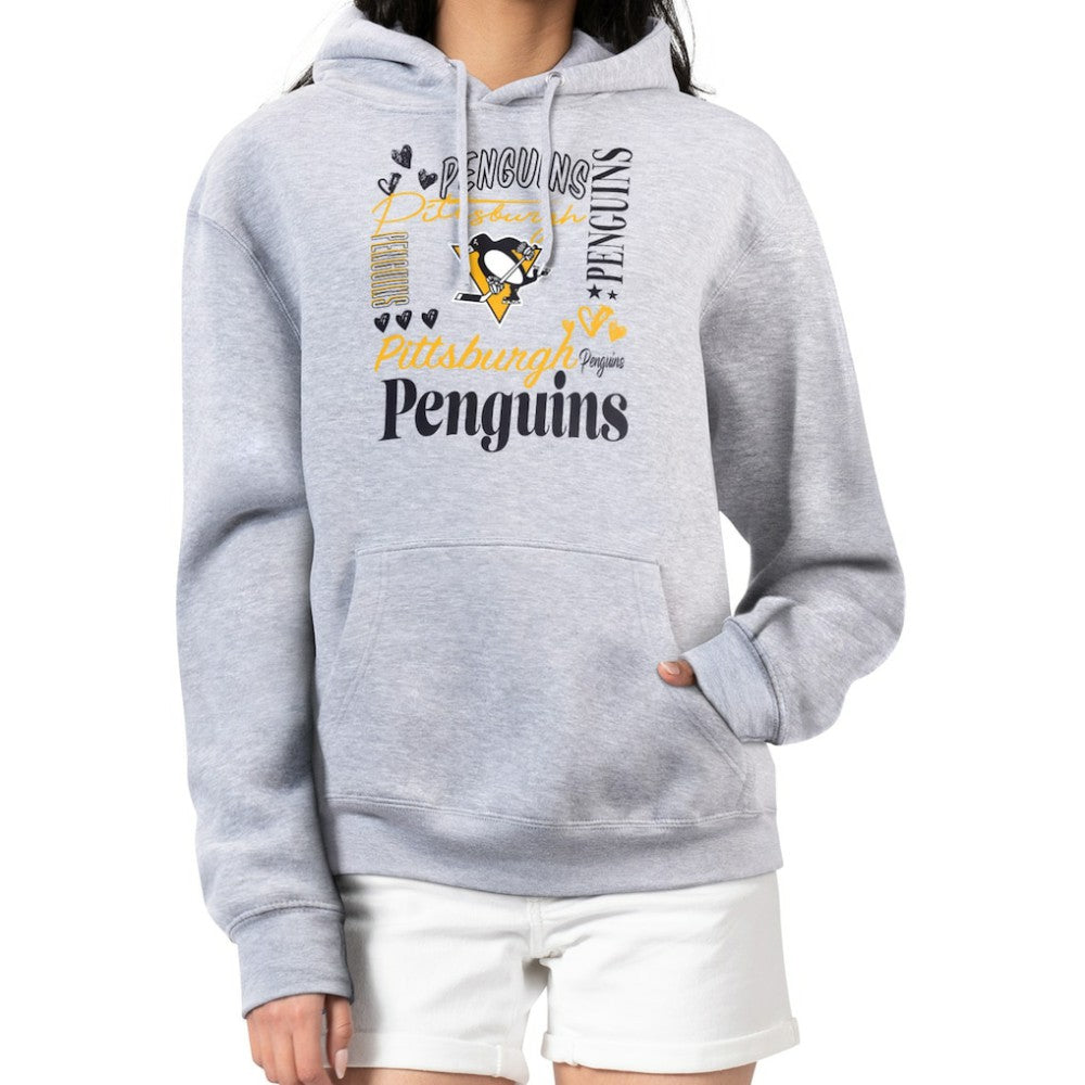 Pittsburgh Penguins G-III 4Her by Carl Banks Women's Collage Team Graphic Tri-Blend Fleece Pullover Hoodie Heather Gray